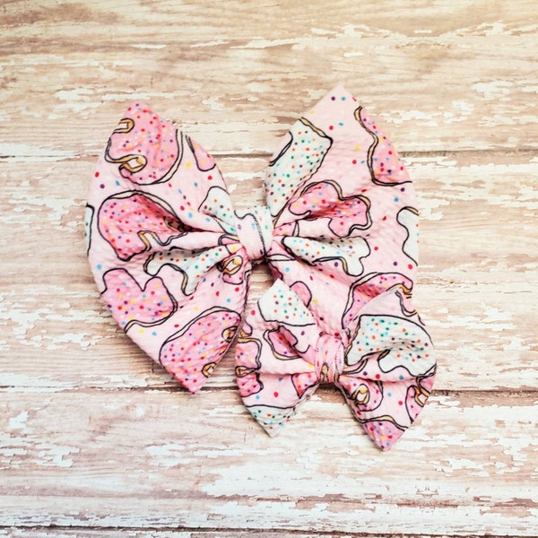 Animal cracker bow, pink bow, sprinkles bow, clip, headband, hair accessories, gift for her, gift for girl