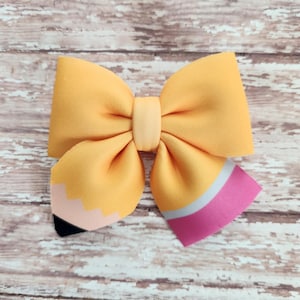 Pencil bow, back to school bow, sailor bow, hair clip, headband, first day of school gift for girl