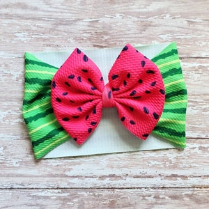 Watermelon headwrap, baby headwrap, fruit bow, hair accessories, gift for her, gift for girl