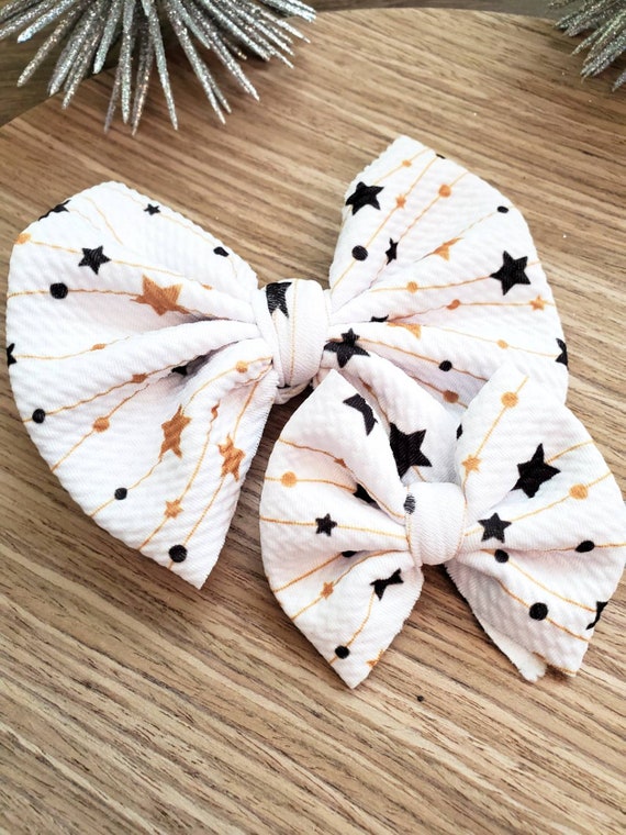 Gold Star Patterned Hair Bow Clip Baby Girls Hair Accessories - Golden Star Tulle Hair Bow main image 3