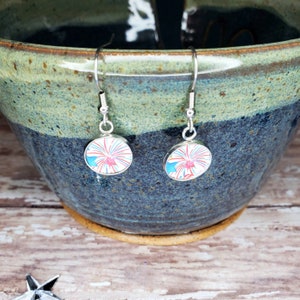 Fireworks earrings, patriotic jewelry, star earrings, stud earrings, faux leather earrings, dangle earrings, Fourth of July gift