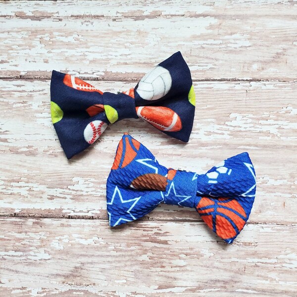 Sports bow tie, clip on bow ties, fabric bow tie, basketball bow tie, football bow tie, birthday gift for boy, neckwear