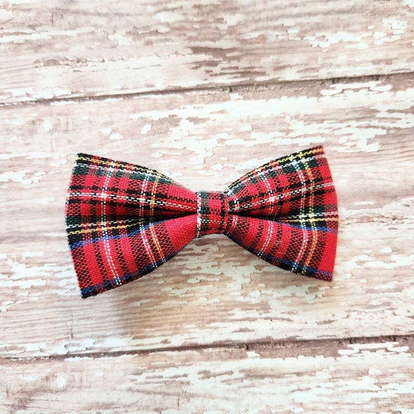 Plaid bow tie, clip on bow ties, Christmas bow tie, ribbon bow tie, Christmas gift for boy, neckwear, stocking stuffers