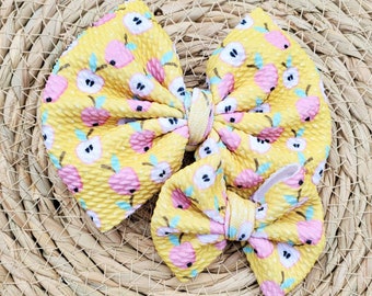 Apple bow, fall bow, back to school bow, hair clip, headband, birthday gift for her, hair accessories