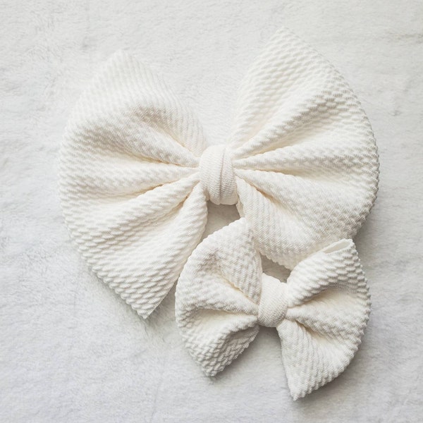 Off white bow, solid bow, headband, hair clip, baby shower gift