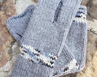 Long gray fingerless gloves, arm warmers, wrist warmers