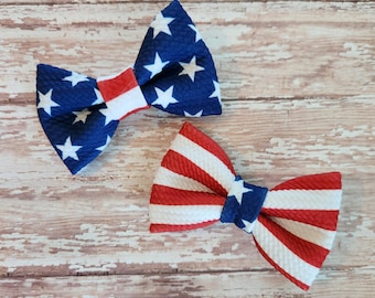 Star bow tie, striped bow tie, clip on bow ties, birthday gift for him, patriotic bow tie, 4th of July gift