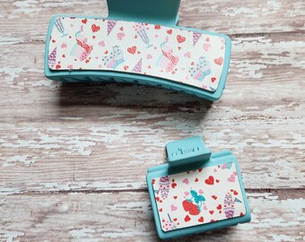 Heart claw clip, blue hair clip, cupcake claw clip, hair accessories