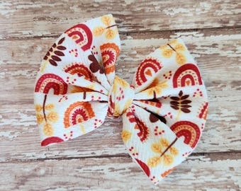 Autumn bow, rainbow bow, fall bow, hair clip, headband, fall hair accessories, fall gift for girl
