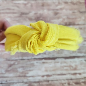 Yellow headband, adult headbands, distressed headband, knot headband, summer gift for her, hair accessories