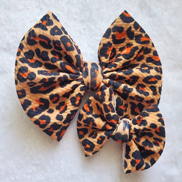 Leopard bow, animal print bow, cheetah bow, hair accessories, hair clip, headband, birthday gift for her