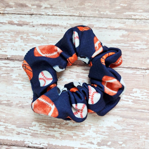 Sports scrunchies, football scrunchies, basketball scrunchies, baseball scrunchies, hair ties, hair accessories, birthday gift for girl