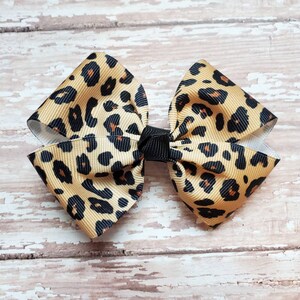 Ribbon bows, leopard bows, animal print bows, hair accessories, hair clips, birthday gift for her