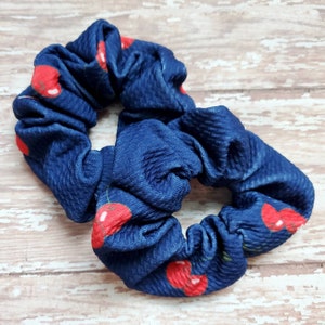 Cherry scrunchies, navy blue scrunchies, birthday gift for girl, hair accessories, hair ties