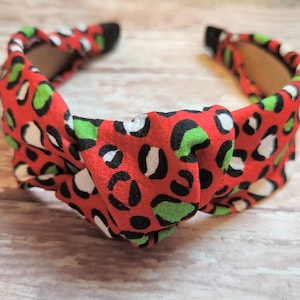Christmas headband, adult headbands, leopard print headband, knot headband, Christmas gift for her, hair accessories, stocking stuffers