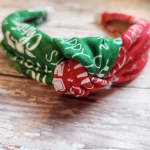 Christmas headband, adult headbands, red and green headband, knot headband, Christmas gift for her, hair accessories, stocking stuffers