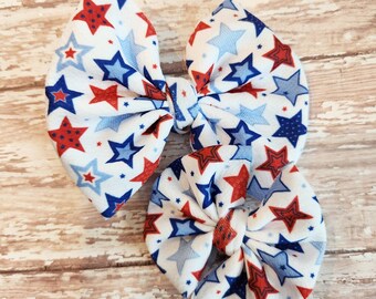 Star bow, red white and blue bow, patriotic bow, hair clip, headband, summer hair accessories, 4th of July gift
