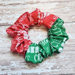 Christmas scrunchies, red and green scrunchies, stocking stuffers, Christmas gift for her, hair accessories