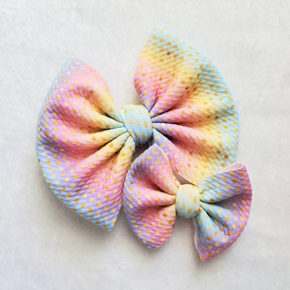 Rainbow Bow, Polka Dot Bow, Sparkle Bow, Hair Clip, Headband  display picture 3