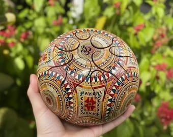 Stahl Zungentrommel 8 Ton Handpan Trommel für Meditation, Mandala Design Trommel, Klangheilung Trommel, Yoga Geschenk