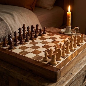 Holz Schach Set mit Schublade Luxus Handgemachtes Palisander Schach Brett Magnetische Lagerung Schach Set Geschenk