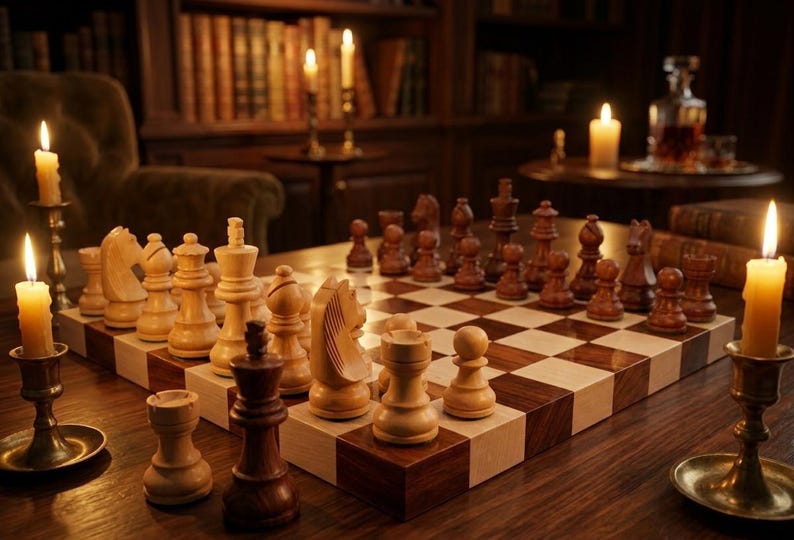 Juego de ajedrez de madera hecho a mano, tablero plano de lujo de 12 pulgadas con piezas premium de estilo nogal, regalo premium para él. imagen 10