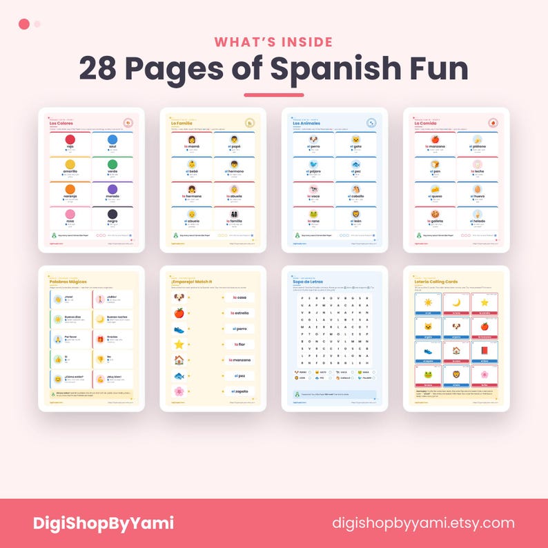 Spanish for Kids Printable, Spanish Flashcards, First Words Vocabulary ...