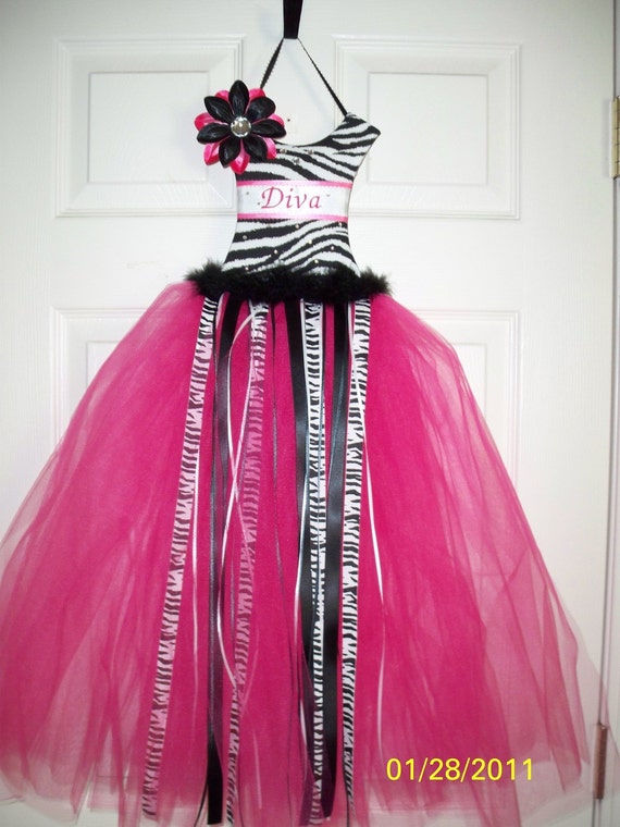 Hot Pink Zebra Princess Tutu Dress Hair Bow Holder Etsy