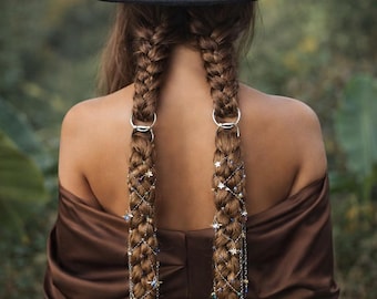 2pcs Celestial Dreamscape Star Braids in Açık Karamel – Cosmic Night Sky Statement Faux Hairpiece