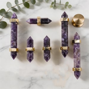 Brass Quartz Crystal Cabinet Pulls /Modern Knobs and Dresser Pulls /Luxury Quartz Cabinet Handles/Kitchen Cabinet Pull/Art FurnitureHardware