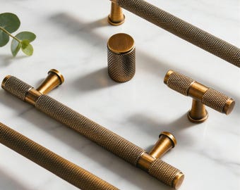Solid Brass Knurled Cabinet Handle: Modern Kitchen Wardrobe Hardware/Wardrobe Handles/Drawer Pulls/Kitchen Cabinet Pulls Hardware