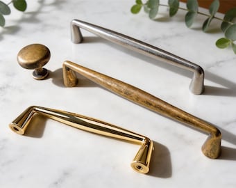 Antique Brass Drawer Pulls/Champagne Gold Knobs Handle/Cabinet Door Handles/Round Knob Dresser/Drawer Knobs /Retro Style Hardware
