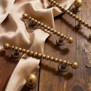 Antique Beaded Cabinet Pulls/Antique Brass Beaded Bar Handles/Cabinet Hardware/Wardrobe Doors Kitchen/Unique Wardrobe Door Pull