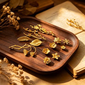 Brass Plum Bossom Handles/Solid Twigs Cabinet Pulls/Flower Knobs/Drawer Pulls/Dresser Knobs Pulls/Drawer Pulls/Handle Unique/CabinetHardware