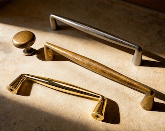Tiradores de latón antiguo para cajones/Pomos color oro champán/Tiradores para puertas de armarios/Pomos redondos para cómodas/Pomos para cajones/Herrajes de estilo retro