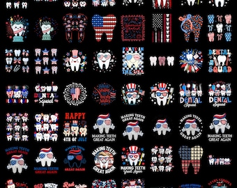 4th of July Dental PNG | Patriotic Tooth Sublimation | Dentist Assistant Shirt Design
