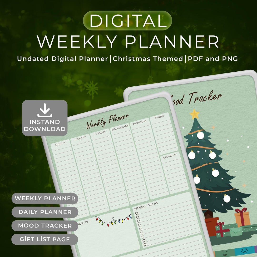 Planificador semanal de Navidad y lista de regalos / Tema navideño ...