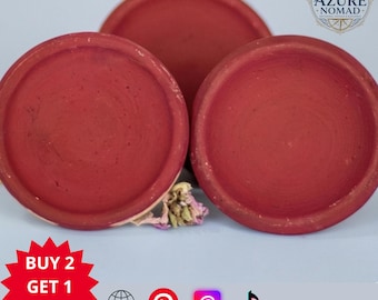 Authentic Moroccan Aker Fassi Lip - Cheek Stain - Natural Poppy - Pomegranate Petal Pigment - Traditional Terracotta Clay Pot - Vegan - Orga