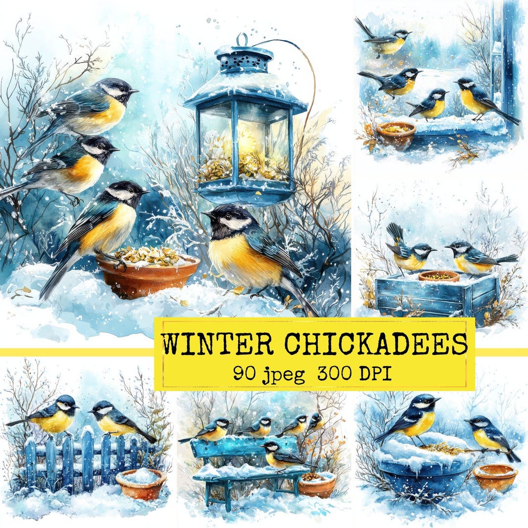 Clipart Set Winter Birds • Watercolor Christmas Birdhouse PNG • Holiday ...