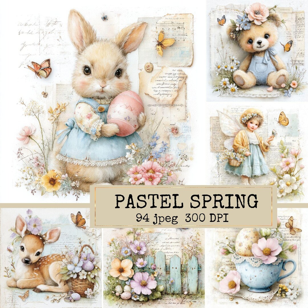 Pastel Spring Easter Junk Journal Pages – 94 Printable Pages - Etsy