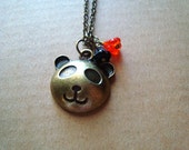 Panda with Orange and Black Flowers Necklace - San Francisco Giants Inspired