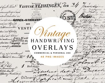 Vintage handgeschriebene Overlay PNG Clipart: Ephemera Texturen (Digitaler Download)