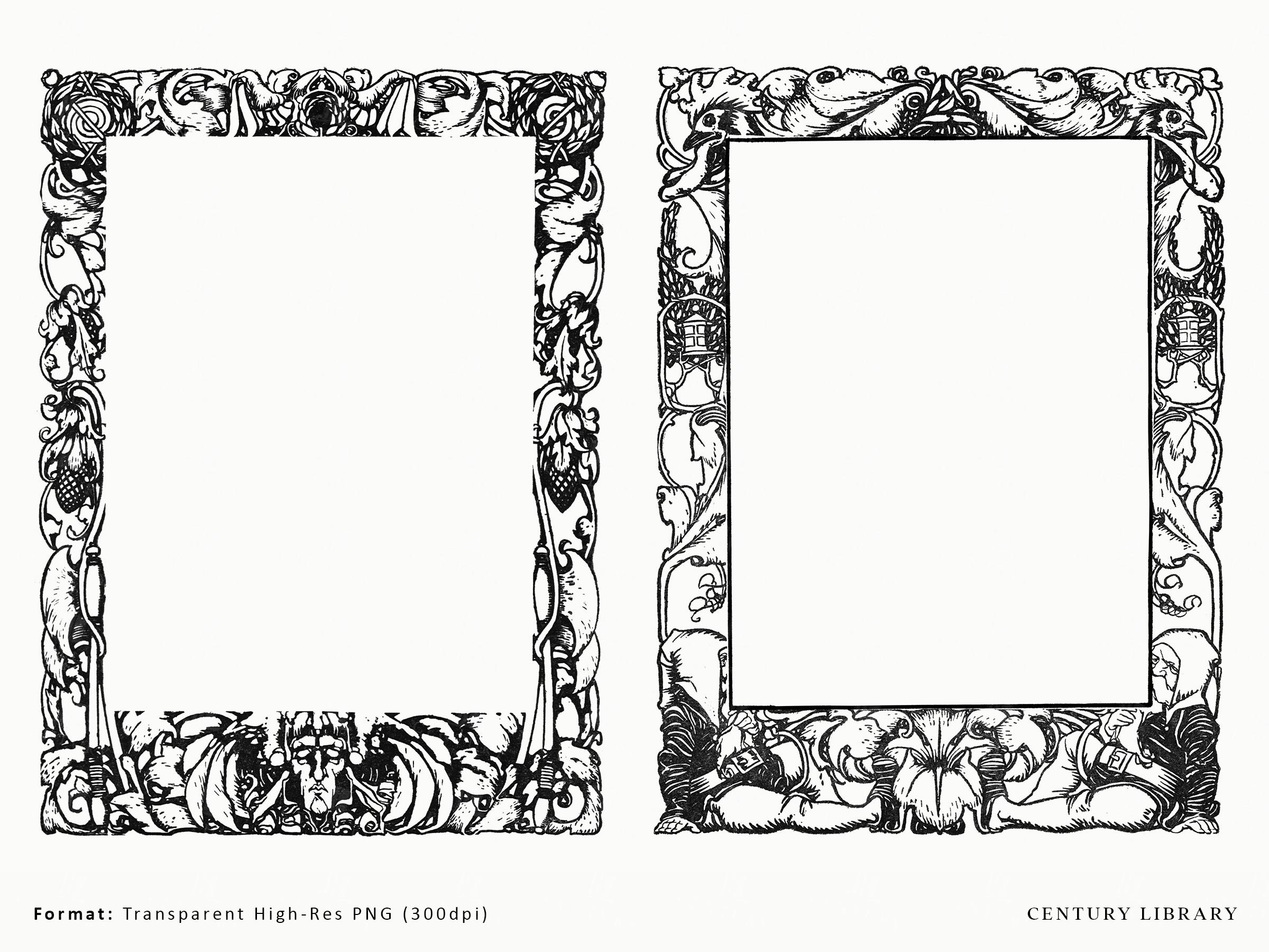 Eclectic Border Eclectic Vintage Borders Collection, Antique 1800s Decorative Frames ...