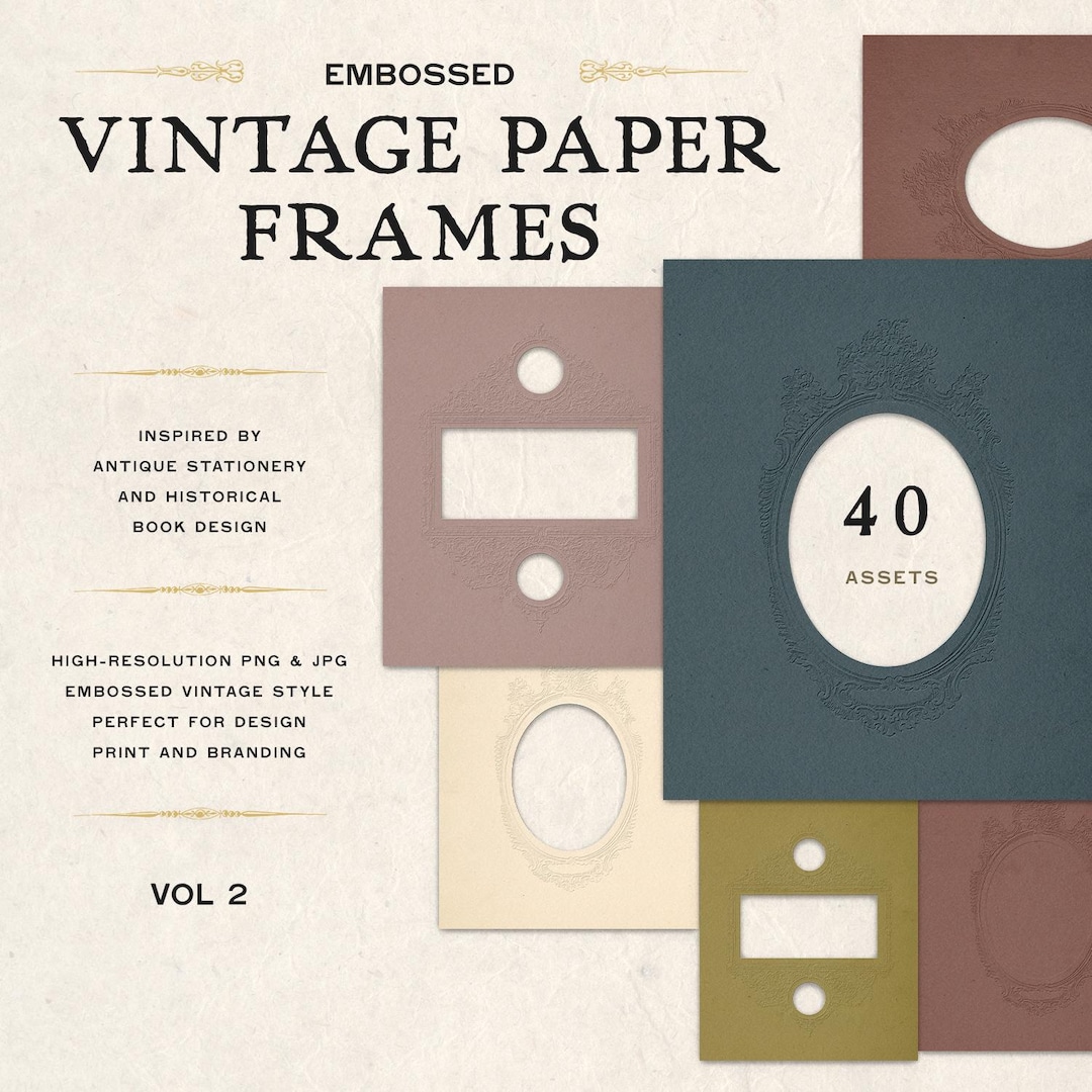 Embossed Vintage Paper Frames Vol 2, Antique Border for Wedding ...