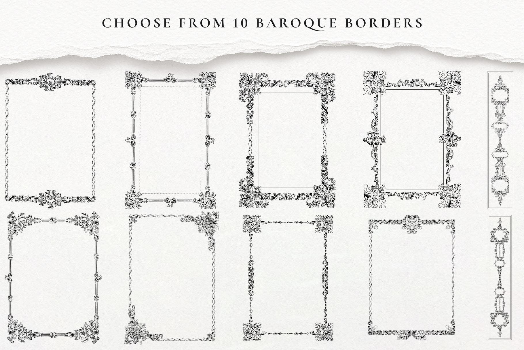 Baroque Borders and Clipart: Vintage Ornate Design Elements (SVG & PNG ...