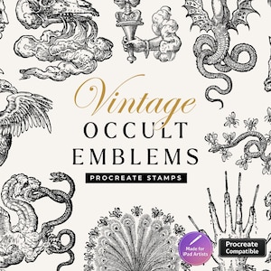 Sellos e ilustraciones de emblemas ocultistas para proyectos de arte y manualidades de Procreate