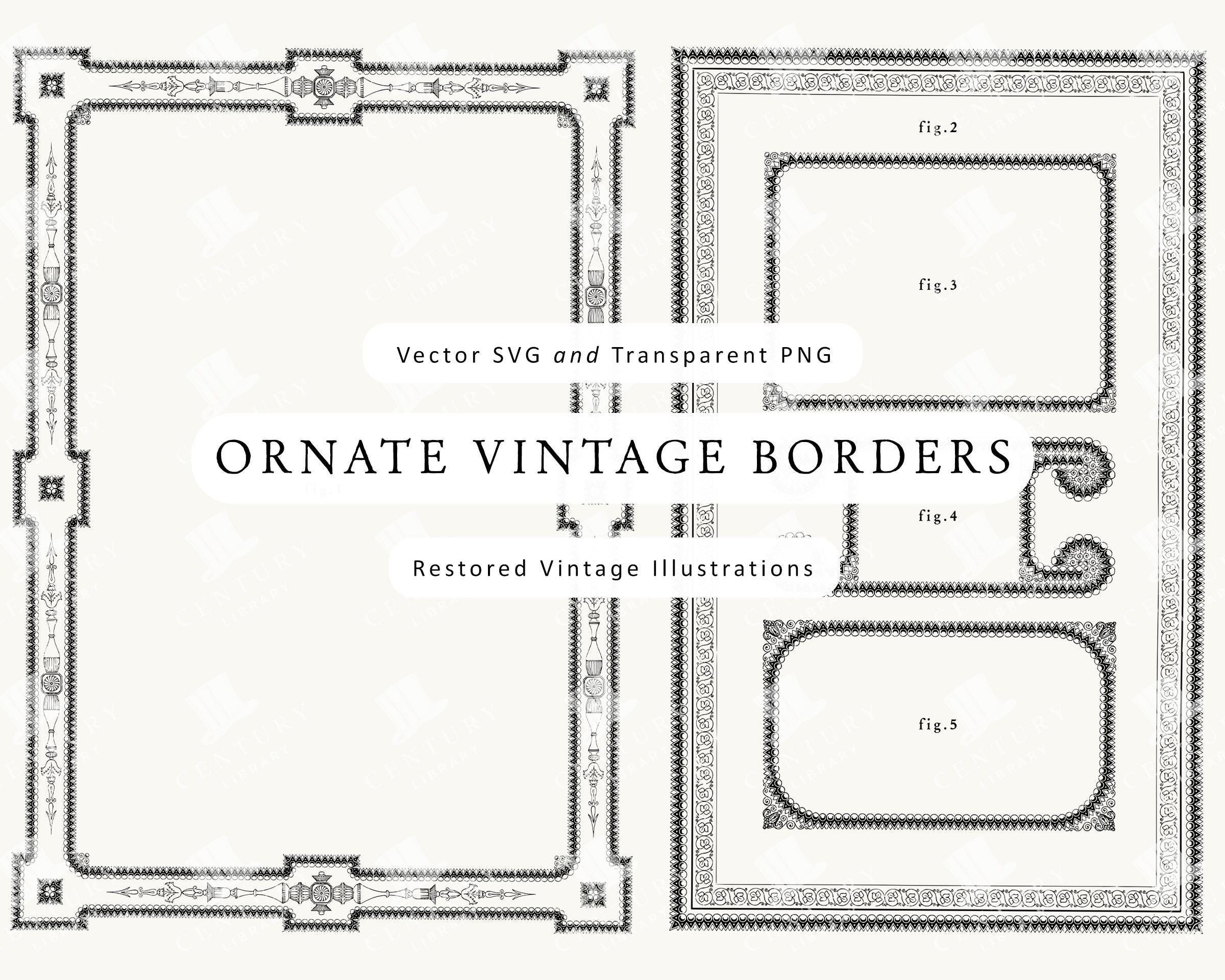 置物 Borders Vintage Ornamental Borders: Geometric & Scroll Frames (PNG, SVG