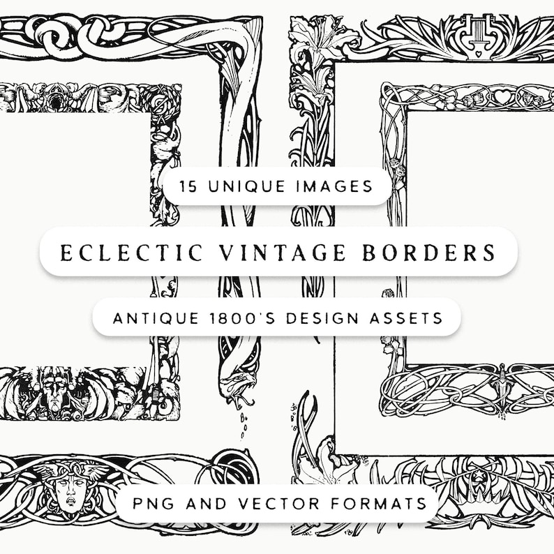 Eclectic Border Eclectic Vintage Borders Collection, Antique 1800s Decorative Frames ...