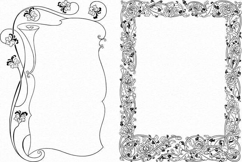 Vintage Corner & Border Illustrations: Procreate Stamps (digital ...