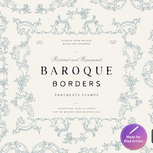 Procreate Baroque Borders Stamps/Brushes, Procreate Vintage Illustrations for Art & Craft Projects